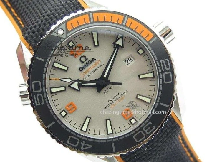 0411 ComfortFit 2016 Planet Ocean 45mm SS JHF Gray Dial On Nylon Strap A 8226